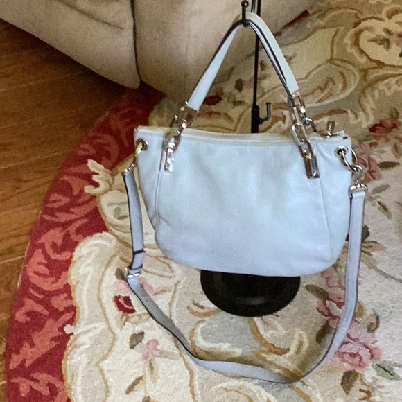 Michael Kors gray two way bag, EUC. Silver hardware. Includes crossbody strap. - Picture 2 of 13